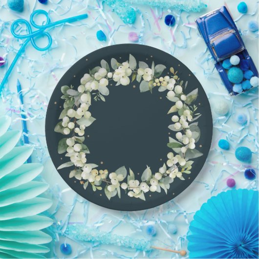 Weihnachtsfeier mit grüner Snowberge Pappteller (Party)