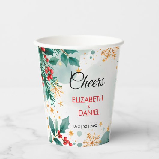 Weihnachtsfeier mit Holly Pappbecher (Vorderseite)