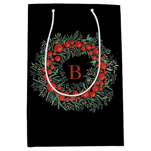 Weihnachtsfeier mit Monogramm Mittlere Geschenktüte (Vorderseite)