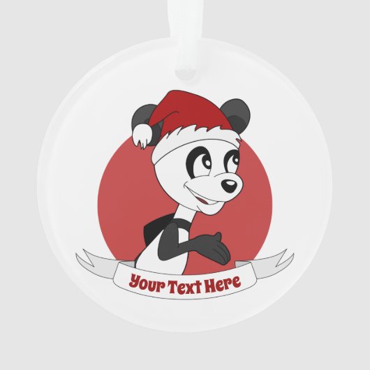Weihnachtsfeier mit niedlichen Panda-Bärenschmuck Ornament (Rückseite)