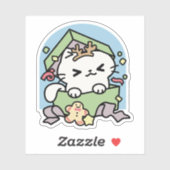 Weihnachtsfeier mit Purr-ty-Time Cat Aufkleber (Blatt)