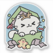 Weihnachtsfeier mit Purr-ty-Time Cat Aufkleber (Vorderseite)