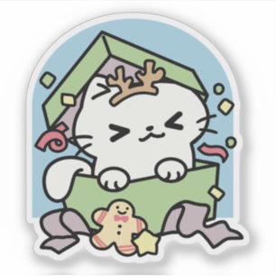 Weihnachtsfeier mit Purr-ty-Time Cat Aufkleber