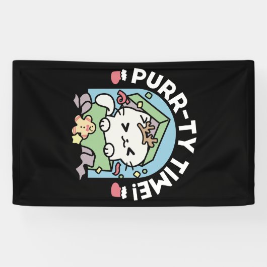 Weihnachtsfeier mit Purr-ty-Time Cat Banner (Horizontal)