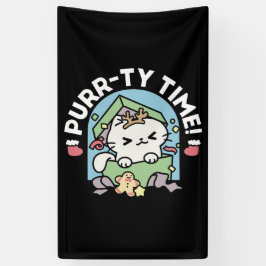 Weihnachtsfeier mit Purr-ty-Time Cat Banner