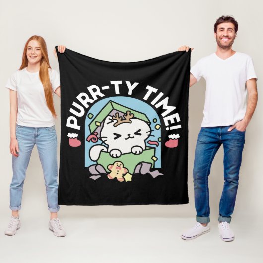 Weihnachtsfeier mit Purr-ty-Time Cat Fleecedecke (Beispiel)