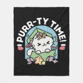 Weihnachtsfeier mit Purr-ty-Time Cat Fleecedecke (Vorderseite)