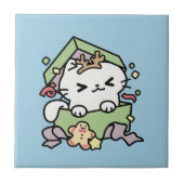 Weihnachtsfeier mit Purr-ty-Time Cat Fliese (Vorderseite)