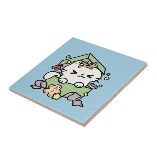 Weihnachtsfeier mit Purr-ty-Time Cat Fliese (Seite)