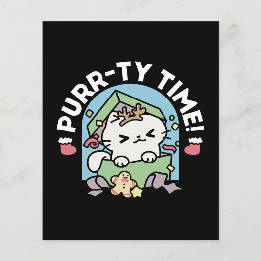 Weihnachtsfeier mit Purr-ty-Time Cat Flyer (Vorne)