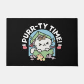 Weihnachtsfeier mit Purr-ty-Time Cat Fußmatte (Vorderseite)