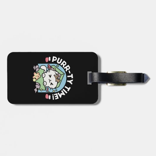 Weihnachtsfeier mit Purr-ty-Time Cat Gepäckanhänger (Rückseite horizontal)