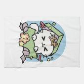 Weihnachtsfeier mit Purr-ty-Time Cat Geschirrtuch (Horizontal)