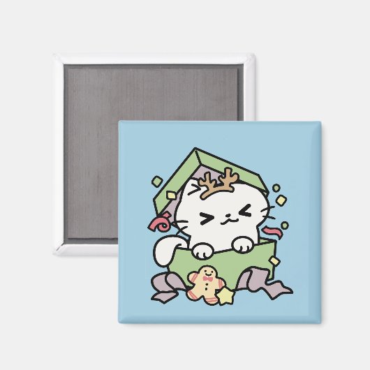 Weihnachtsfeier mit Purr-ty-Time Cat Magnet (Vorderseite/Rückseite)