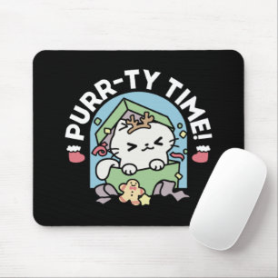 Weihnachtsfeier mit Purr-ty-Time Cat Mousepad