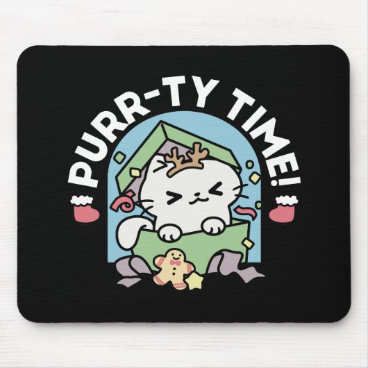Weihnachtsfeier mit Purr-ty-Time Cat Mousepad (Vorne)