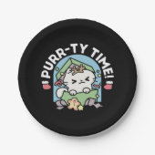 Weihnachtsfeier mit Purr-ty-Time Cat Pappteller (Vorderseite)