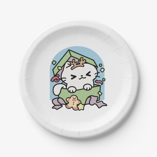 Weihnachtsfeier mit Purr-ty-Time Cat Pappteller (Vorderseite)