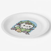 Weihnachtsfeier mit Purr-ty-Time Cat Pappteller (Schrägansicht)