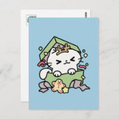 Weihnachtsfeier mit Purr-ty-Time Cat Postkarte (Vorne/Hinten)