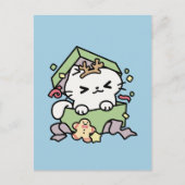 Weihnachtsfeier mit Purr-ty-Time Cat Postkarte (Vorderseite)