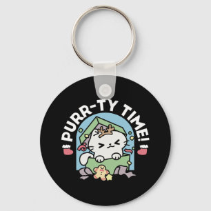 Weihnachtsfeier mit Purr-ty-Time Cat Schlüsselanhänger
