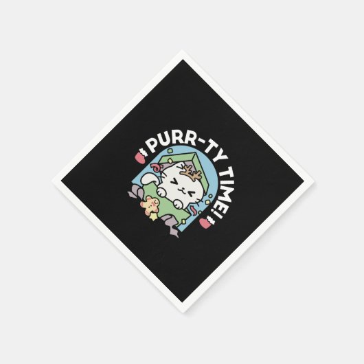 Weihnachtsfeier mit Purr-ty-Time Cat Serviette (Ecke)