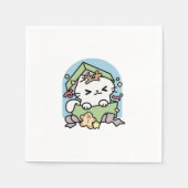 Weihnachtsfeier mit Purr-ty-Time Cat Serviette (Vorderseite)