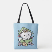 Weihnachtsfeier mit Purr-ty-Time Cat Tasche (Rückseite)
