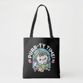 Weihnachtsfeier mit Purr-ty-Time Cat Tasche (Vorderseite)