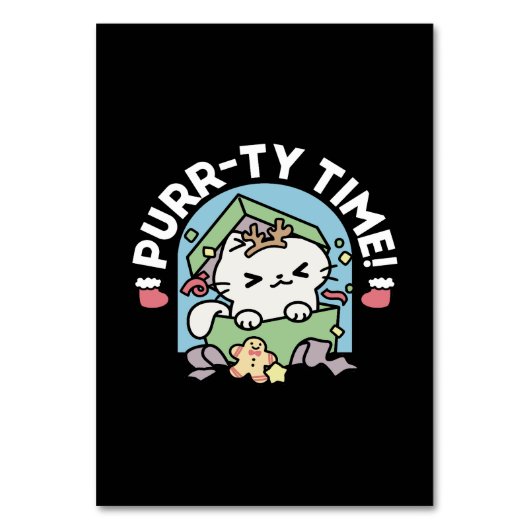 Weihnachtsfeier mit Purr-ty-Time Cat Tischnummer (Vorderseite)