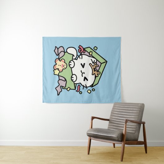 Weihnachtsfeier mit Purr-ty-Time Cat Wandteppich (Beispiel (Horizontal))