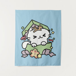 Weihnachtsfeier mit Purr-ty-Time Cat Wandteppich