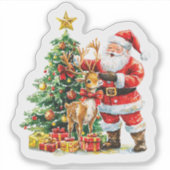 Weihnachtsfeier mit Rentier Aufkleber (Vorderseite)