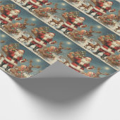 Weihnachtsfeier mit Rentiers & Presentiers Geschenkpapier (Ecke)