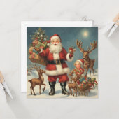 Weihnachtsfeier mit Rentiers & Presentiers Karte (Vorderseite/Rückseite Beispiel)