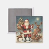 Weihnachtsfeier mit Rentiers & Presentiers Magnet (Vorderseite/Rückseite)