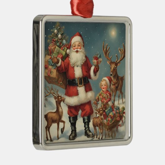 Weihnachtsfeier mit Rentiers & Presentiers Ornament Aus Metall (Rechts)