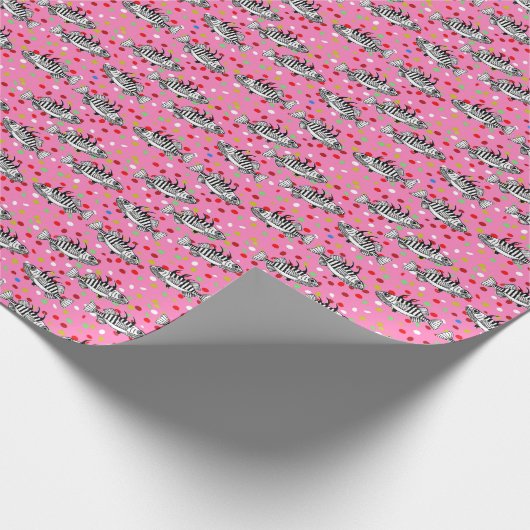 Weihnachtsfeier mit rosa Fisch Geschenkpapier (Ecke)