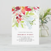 Weihnachtsfeier mit Rotem Blume Einladung (Stehend Vorderseite)