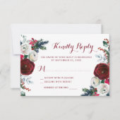 Weihnachtsfeier mit rotem Blumen RSVP Karte (Vorderseite)
