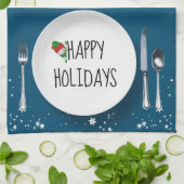 Weihnachtsfeier mit Schneemann Geschirrtuch (Gefaltet)