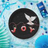 Weihnachtsfeier mit Taube und Schneeflocken Pappteller (Party)