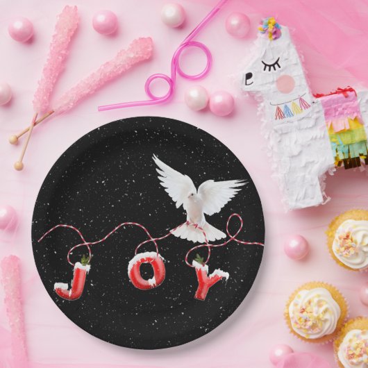 Weihnachtsfeier mit Taube und Schneeflocken Pappteller (Party)