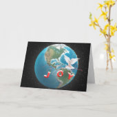 Weihnachtsfeier mit White Dove auf Globe Karte (Gelbe Blume)