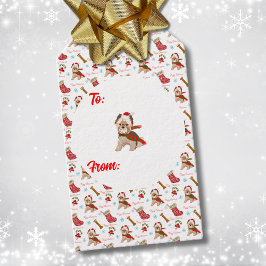 Weihnachtsfeier mit Yorkie Geschenkanhänger