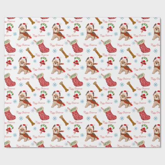 Weihnachtsfeier mit Yorkie Geschenkpapier (Flach)