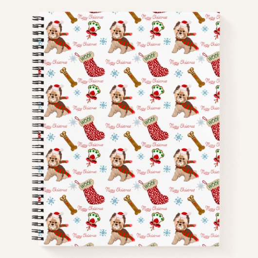 Weihnachtsfeier mit Yorkie Notizblock (Vorderseite)