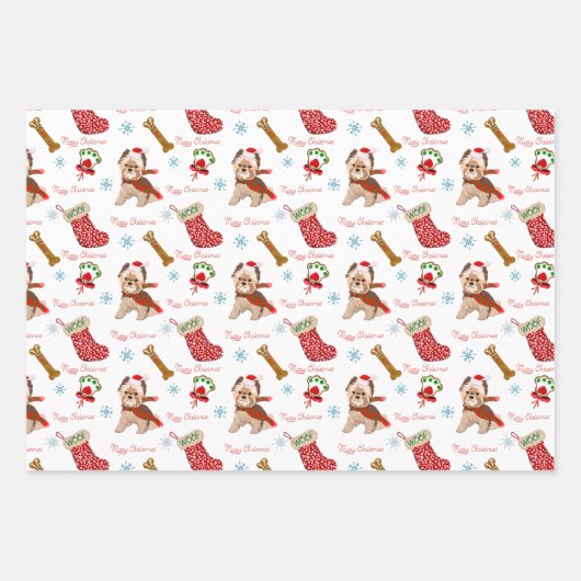 Weihnachtsfeier mit Yorkie Pattern Black Geschenkpapier Set (Vorderseite 2)