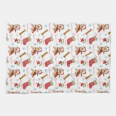Weihnachtsfeier mit Yorkie Pattern Geschirrtuch (Horizontal)